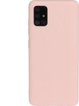 Voor Galaxy A71 frosted snoepkleurige ultradunne TPU-telefoonhoes (roze)