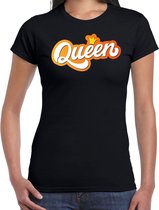 Queen Koningsdag t-shirt - zwart - dames -  koningin t-shirt / kleding / outfit XS