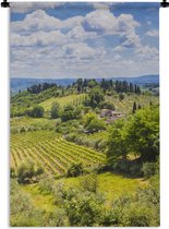 Wandkleed San Gimignano - Wijngaarden in het middeleeuws ommuurde stadje San Gimignano in Italië Wandkleed katoen 60x90 cm - Wandtapijt met foto