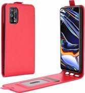 Voor OPPO Realme 7 Pro R64 Texture enkele verticale flip lederen beschermhoes met kaartsleuven en fotolijst (rood)