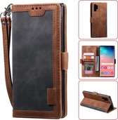 Voor Galaxy Note 10 Pro Retro Splicing Horizontale Flip lederen tas met kaartsleuven & houder & portemonnee (grijs)