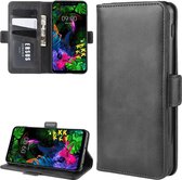 Voor LG G8S ThinQ Wallet Stand Lederen mobiele telefoonhoes met portemonnee & houder & kaartsleuven (zwart)