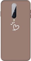 Voor OnePlus 8 Three Dots Love-heart Pattern Frosted TPU beschermhoes (kaki)