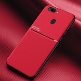 OPPO R11s Plus Classic Tilt Strip Grain Magnetisch Schokbestendig PC + TPU-hoesje (rood)