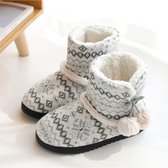 Winter hoge katoenen pantoffels Katoenen pantoffels met hak Fluwelen dikke zolen indoor warme schoenen, maat: 37-38 (lichtgrijs)