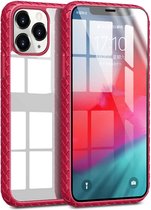 Lige-serie schokbestendige transparante pc + TPU-beschermhoes voor iPhone 11 Pro Max (rood)