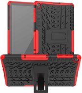 Voor Huawei MatePad T10 / T10S / Enjoy 2 Bandentextuur Schokbestendig TPU + PC Beschermhoes met houder (rood)