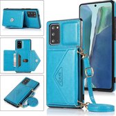 Voor Samsung Galaxy Note20 Ultra Multifunctionele Cross-body Card Bag TPU + PU Cover Case met houder & kaartsleuf & portemonnee (blauw)