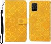 Voor Xiaomi Mi 10 Lite 5G Etnische stijl Reliëfpatroon Horizontale flip lederen tas met houder & kaartsleuven & portemonnee & lanyard (geel)