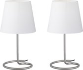 LED Tafellamp 2 Pack - Tafelverlichting - Iona Twinko - E14 Fitting - Rond - Mat Nikkel - Aluminium