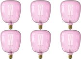 CALEX - LED Lamp 6 Pack - Kiruna Quartz - E27 Fitting - Dimbaar - 4W - Warm Wit 2000K - Roze