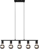 LED Hanglamp - Iona Zuncka - E27 Fitting - 5-lichts - Rechthoek - Mat Zwart - Aluminium