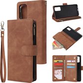 Luxe Telefoonhoesje voor Samsung Galaxy S20 | Hoogwaardig Leren Bookcase | Lederen Wallet Case | Luxe Uitstraling | Pasjeshouder 6 pasjes | Portemonnee | Rits | Cognac Bruin