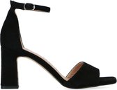 Manfield - Dames - Zwarte suède sandalen met hak - Maat 39