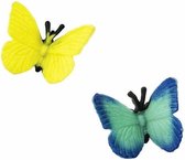 Safari Lucky Mini's/ geluksmini's  Vlinders 2,5 Cm Blauw/geel  10 stuks