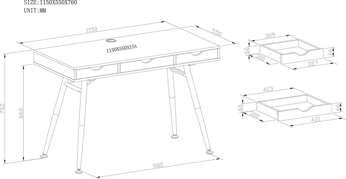 Piranha Piranha COLEY Retro Bureau (2) - afbeelding 3