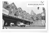 Walljar - Kubuswoningen '84 - Zwart wit poster