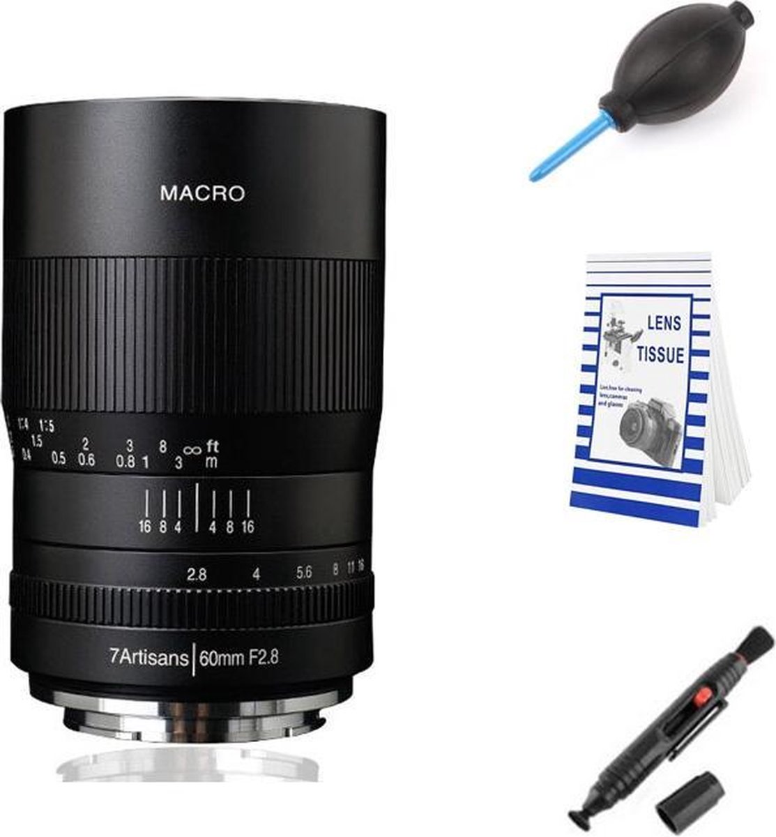 7artisans 60mm F2.8 1:1 Macro lens Nikon Z systeem camera + gratis lenspen, lens papier, blaasbalg