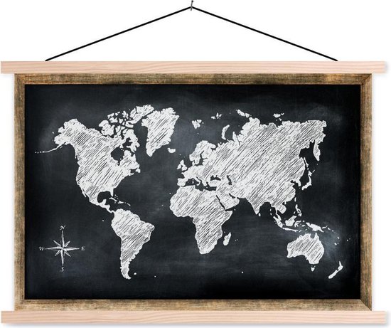 Schoolplaat - Wereldkaart - Schoolbord - Krijt - 90x60 cm | bol.com