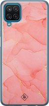 Samsung A12 hoesje siliconen - Marmer roze | Samsung Galaxy A12 case | Roze | TPU backcover transparant