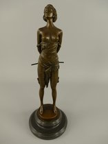Bronzen beeld - Topless dame in gewaad - Erotisch sculptuur - 36 cm hoog