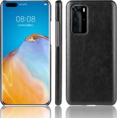 Voor Huawei P40 Pro Shockproof Litchi Texture PC + PU Case (Zwart)
