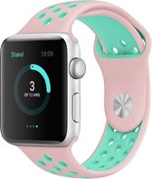 Mobigear Active Siliconen Bandje Geschikt voor Apple Watch Series 7 (45 mm) - Roze / Turquoise