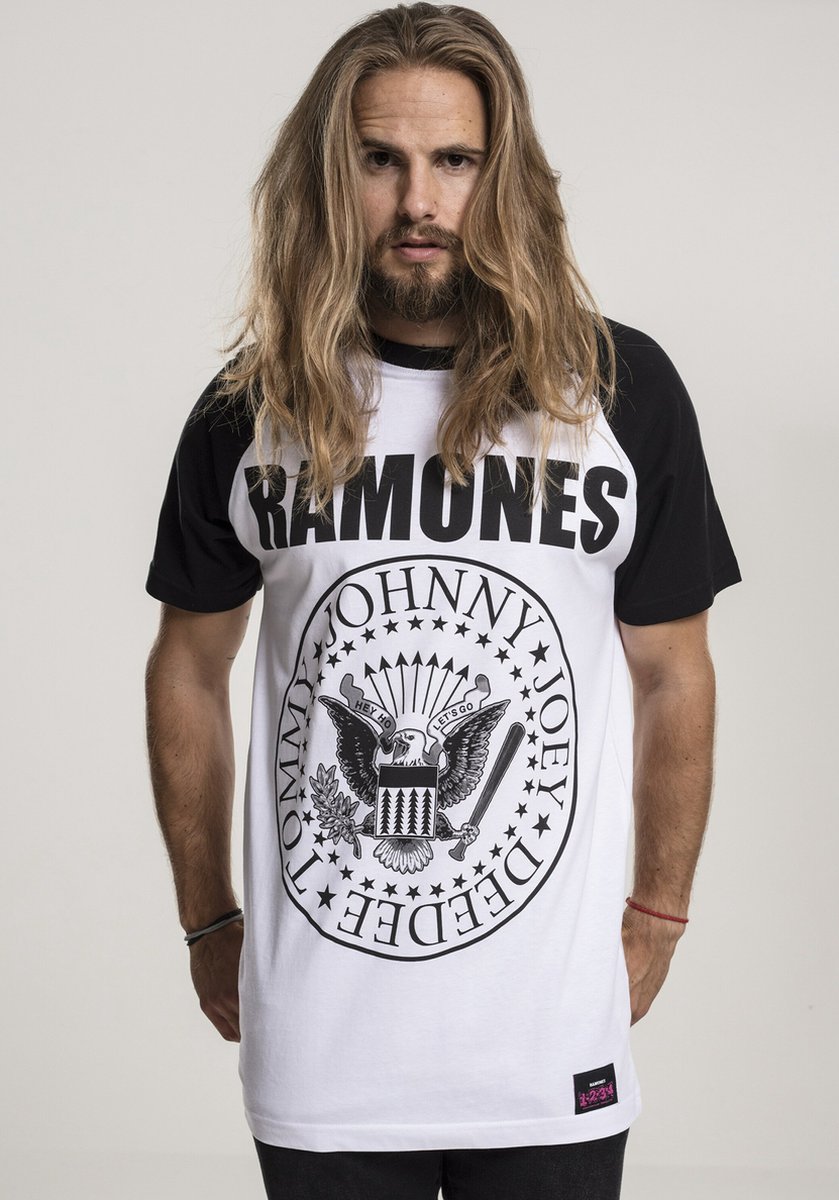 Merchcode Ramones Ramones Circle Raglan Heren Tshirt M Wit