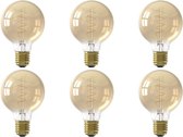 CALEX - LED Lamp 6 Pack - Globe - Filament G80 - E27 Fitting - Dimbaar - 4W - Warm Wit 2100K - Goud