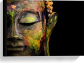 Canvas  - Geverfd Boeddha Hoofd - 40x30cm Foto op Canvas Schilderij (Wanddecoratie op Canvas)
