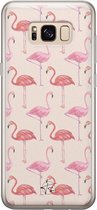 Samsung Galaxy S8 siliconen hoesje - Flamingo - Soft Case Telefoonhoesje - Roze - Print