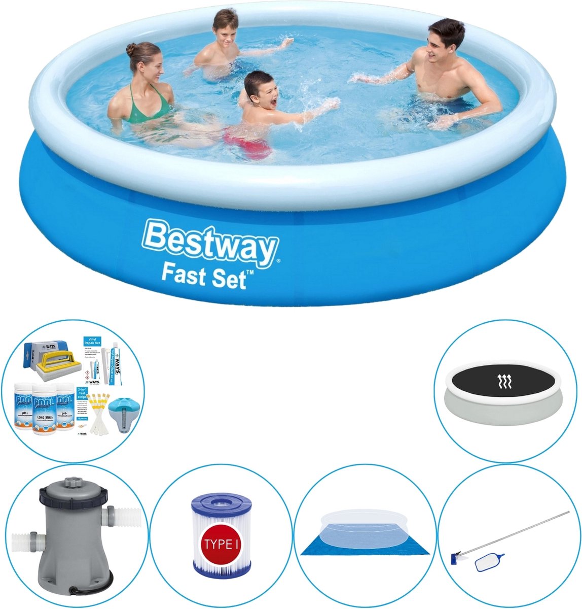 Fast Set Rond 366x76 cm - Zwembad Combinatie Set