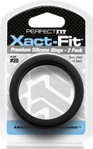 #20 Xact-Fit Cockring 2-Pack - Black - Cock Rings
