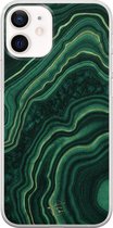 iPhone 12 mini hoesje - Agate groen - Soft Case Telefoonhoesje - Print - Groen
