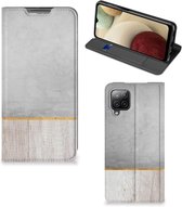 Magnet Case Cadeau voor Vader Geschikt voor Samsung Galaxy A12 Smartphone Hoesje Wood Beton