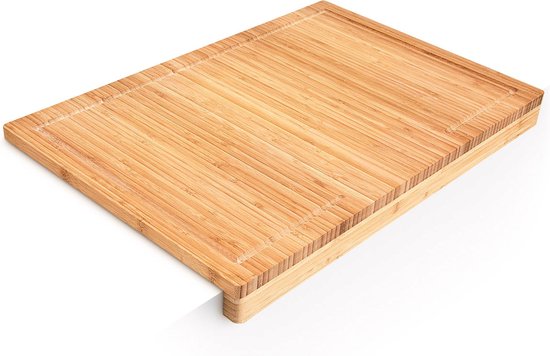 Relaxdays snijplank bamboe - sapgeul - rand voor stabiliteit - serveerplank  - vleesplank | bol.com