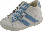 Leren schoenen -  wit/lichtblauw - jongen - eerste stapjes - babyschoenen - flexibel - sneakers - maat 19