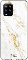 HappyCase Samsung Galaxy A42 Hoesje Flexibel TPU Wit Marmer Print