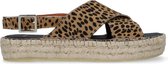 Manfield - Dames - Beige espadrilles met cheetahprint - Maat 37