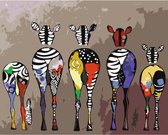 Schilderenopnummers.com® - Schilderen op nummer volwassenen - Zebra's achteraanzicht - 50x40 cm - Paint by numbers