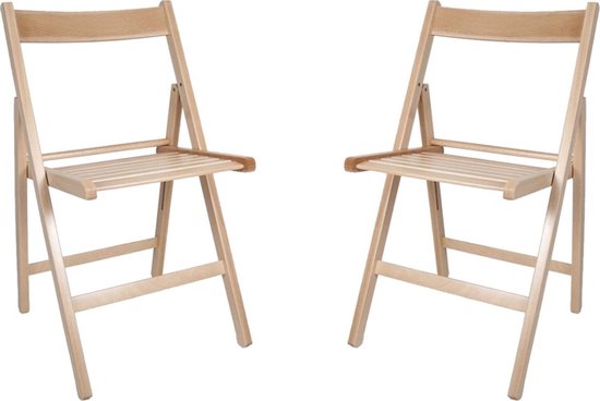 Set de 4 chaises pliantes latérales en bois naturel pour mariage ou fête - pour une utilisation intérieure et extérieure