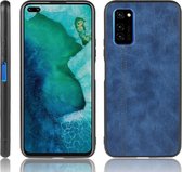 Voor Huawei Honor V30 / V30 Pro schokbestendig naaien koe patroon huid PC + PU + TPU Case (blauw)