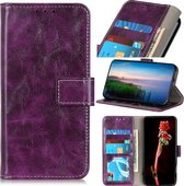 Voor OPPO Reno 3 Retro Crazy Horse Texture Horizontaal Flip Leren Case met Houder & Kaartsleuven & Fotolijst & Portemonnee (Paars)