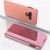 Voor LG K50S vergulde spiegel horizontale flip lederen tas met houder (rose goud)