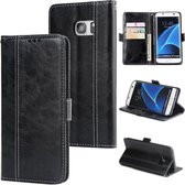 Voor Galaxy S7 Edge Retro Texture Contrastkleur Splicing Horizontaal Flip TPU + PU lederen tas met kaartsleuven & houder en portemonnee (zwart)