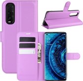 Voor OPPO Find X2 Litchi Texture Horizontal Flip PU lederen beschermhoes met houder & kaartsleuven & portemonnee (paars)