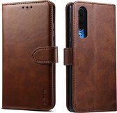 Voor Huawei P30 GUSSIM zakelijke stijl horizontale flip lederen case met houder & kaartsleuven & portemonnee (bruin)