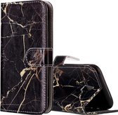 Voor Galaxy J5 (2017) (EU-versie) Zwart goud marmeren patroon Horizontale flip lederen tas met houder en kaartsleuven en portemonnee