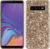 Glitter poeder schokbestendig TPU-hoesje voor Galaxy S10 5G (goud)