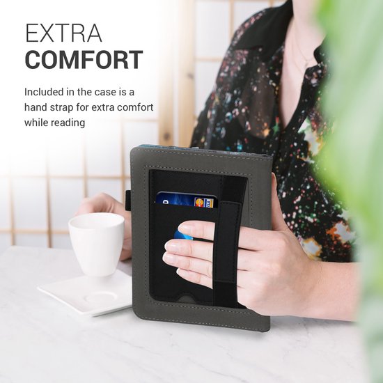 kwmobile e-reader hoesje geschikt voor Tolino Page 2 hoes - E reader flip case van kunstleer - Ereader cover met stand - Sterrenstelsel en Boom design in blauw / grijs / zwart van kwmobile — afbeelding 3